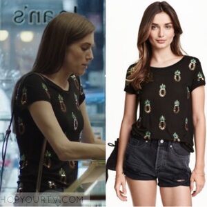 Black Pineapple Embellished Women's Top as seen on Marni from HBO’s Girls